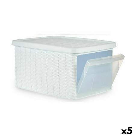 Scatola portaoggetti con coperchio Stefanplast Elegance Laterale Bianco Plastica 29 x 21 x 39 cm (5 Unità)