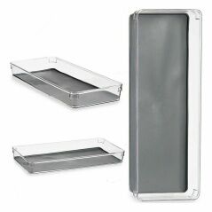 Drawer Organizer Recycled plastic Grey 16 x 4,5 x 40 cm (24 Units)