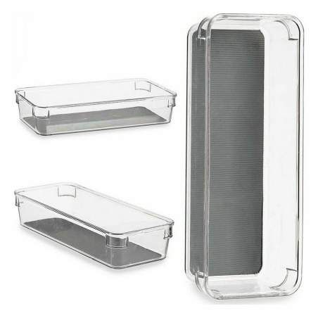 Drawer Organizer Recycled plastic Grey 9,3 x 4,5 x 23 cm (24 Units)