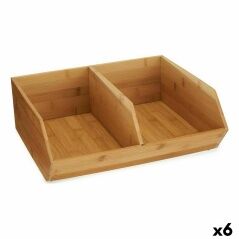 Stackable Organising Box Bamboo 34,5 x 13 x 31 cm (6 Units)