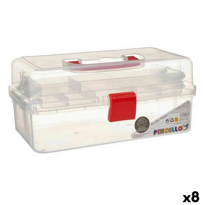 Scatola Multiuso Rosso Trasparente Plastica 33 x 15 x 19,5 cm (8 Unità)