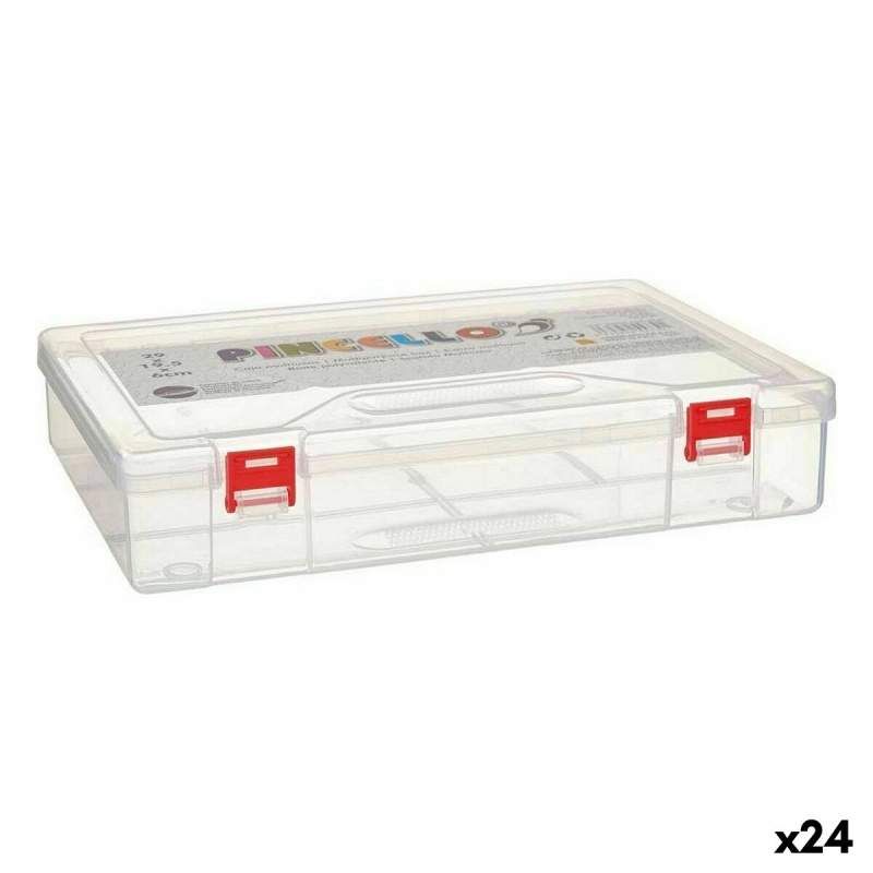 Multi-use Box Red Transparent Plastic 29,5 x 6 x 20,5 cm (24 Units)