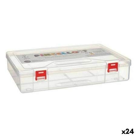 Multi-use Box Red Transparent Plastic 29,5 x 6 x 20,5 cm (24 Units)