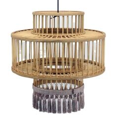 Lampadario DKD Home Decor Marrone Beige 50 W Frange Città 220 V 45 x 45 x 46 cm