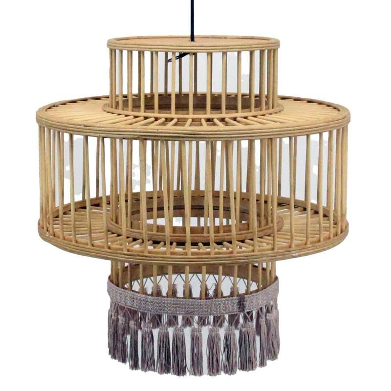 Lampadario DKD Home Decor Marrone Beige 50 W Frange Città 220 V 45 x 45 x 46 cm