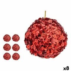 Set of Christmas balls Sequins Red Plastic 10 x 10 x 10 cm (8 Units)