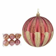 Set of Christmas balls 10 cm Pink Golden Plastic (6 Units)