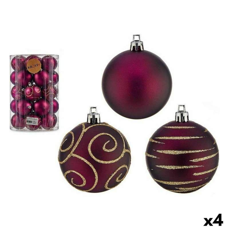 Set di palline di Natale Viola PVC Ø 6 cm (4 Unità)