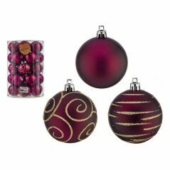 Set of Christmas balls Purple PVC Ø 6 cm (4 Units)