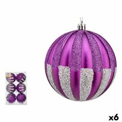 Set di palline di Natale 10 cm Viola Argentato PVC (6 Unità)