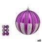 Set of Christmas balls 10 cm Purple Silver PVC (6 Units)