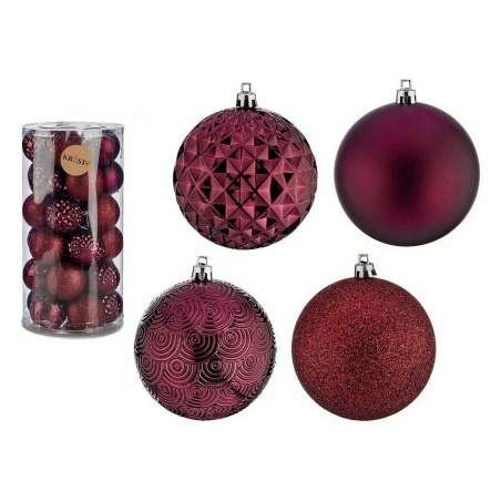 Set of Christmas balls Purple 8 cm PVC (4 Units)