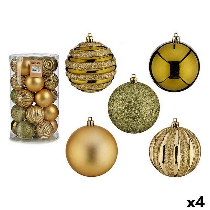 Set of Christmas balls Green Golden PVC 8 x 9 x 8 cm (4 Units)