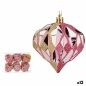 Set di palline di Natale Diamante Rosa Dorato Plastica 8 x 9 x 8 cm (12 Unità)