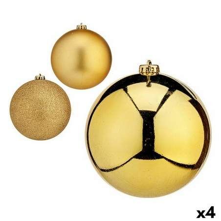 Set di palline di Natale Dorato Plastica Ø 15 cm (4 Unità)