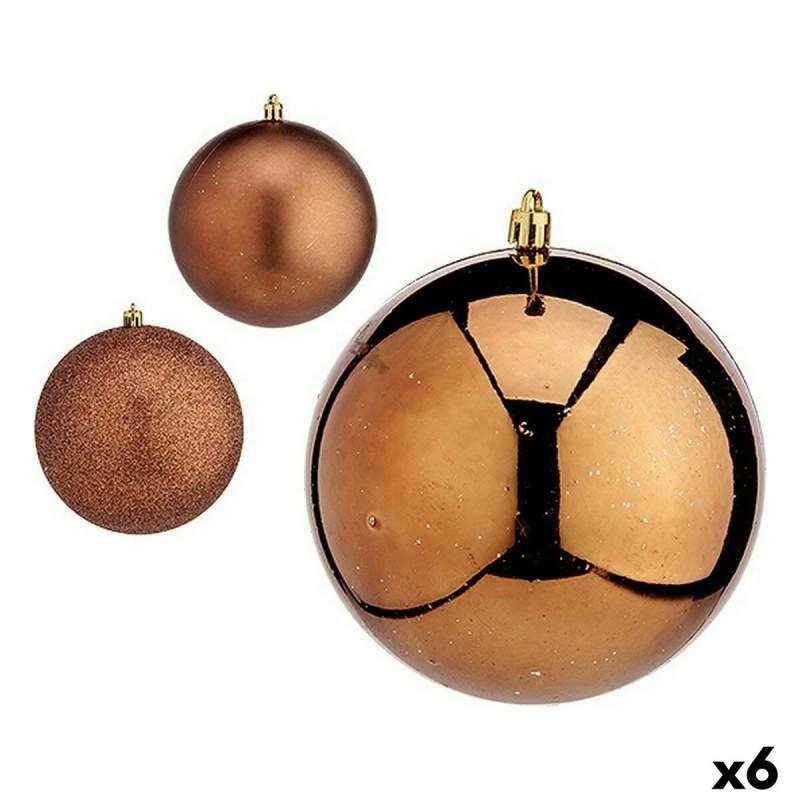 Set di palline di Natale Marrone Plastica 12 x 13 x 12 cm (6 Unità)