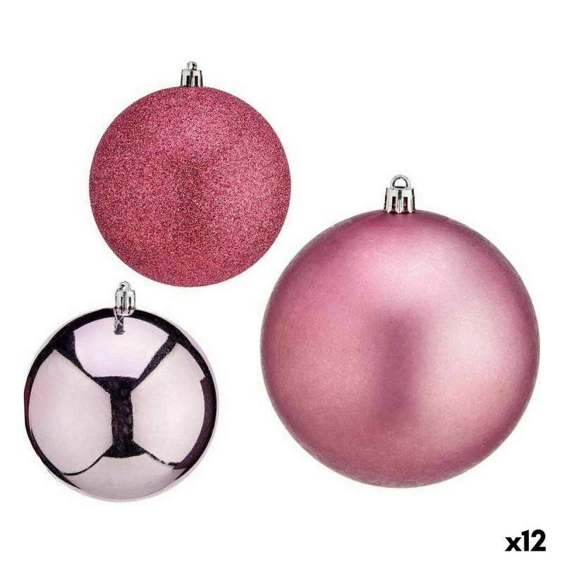 Set of Christmas balls Pink Plastic 10 x 11 x 10 cm (12 Units)