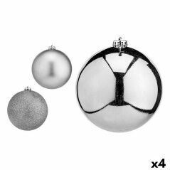 Set di palline di Natale Argentato Plastica Ø 15 cm (4 Unità)