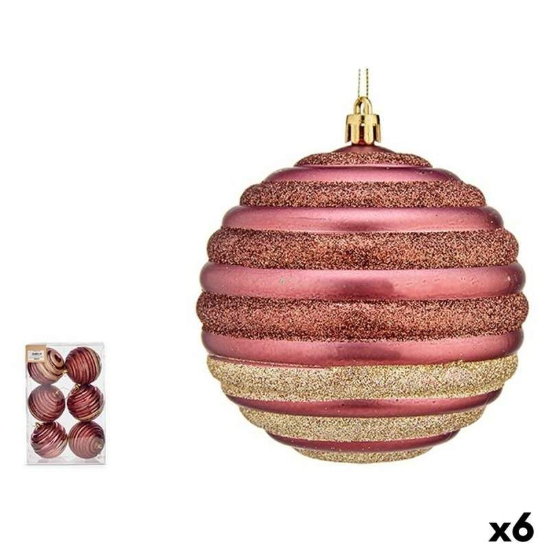 Set of Christmas balls Circles Pink Plastic 10 x 11 x 10 cm (6 Units)