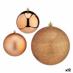 Set of Christmas balls Copper Plastic 10 x 10 x 60 cm (12 Units)