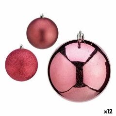 Set di palline di Natale Rosa Plastica 10 x 11 x 10 cm (12 Unità)