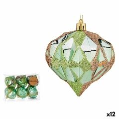 Set of Christmas balls Diamond Green Plastic 8 x 9 x 8 cm (12 Units)