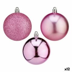 Set di palline di Natale Rosa PVC Ø 7 cm (12 Unità)