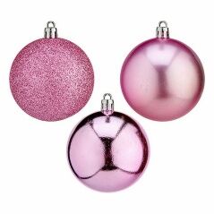 Set of Christmas balls Pink PVC Ø 7 cm (12 Units)