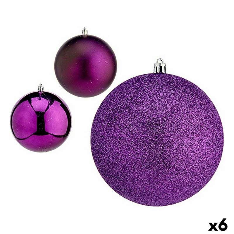 Set of Christmas balls Purple Plastic Ø 12 cm (6 Units)