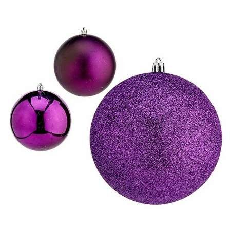 Set di palline di Natale Viola Plastica Ø 12 cm (6 Unità)