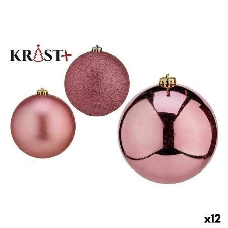 Set of Christmas balls Pink PVC 10 cm (12 Units)