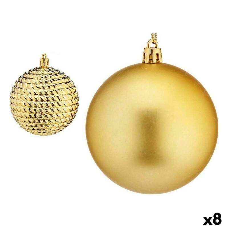 Set di palline di Natale Dorato Plastica 8 x 9 x 8 cm (8 Unità)