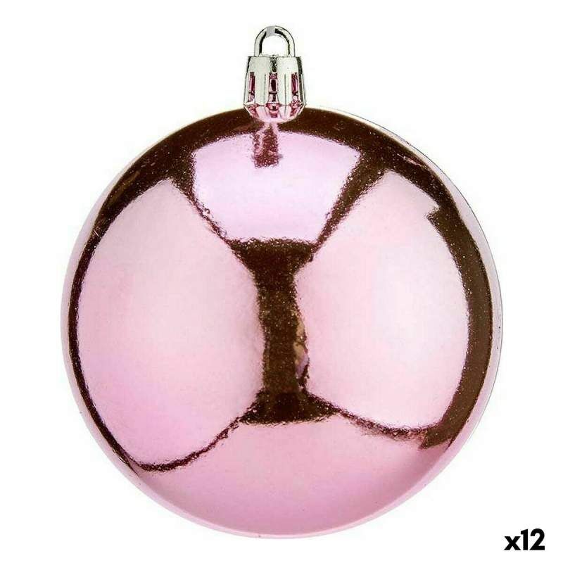 Set of Christmas balls Pink Plastic 8 x 9 x 8 cm (12 Units)