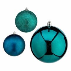 Set of Christmas balls Blue Plastic 10 x 11 x 10 cm (16 Units)