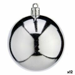 Set of Christmas balls Silver Plastic Ø 7 cm (12 Units)