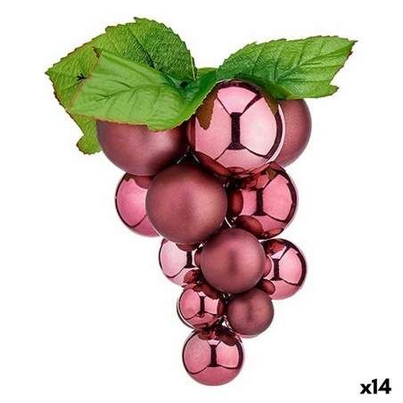 Christmas Bauble Grapes Mini Pink Plastic 15 x 15 x 20 cm (14 Units)