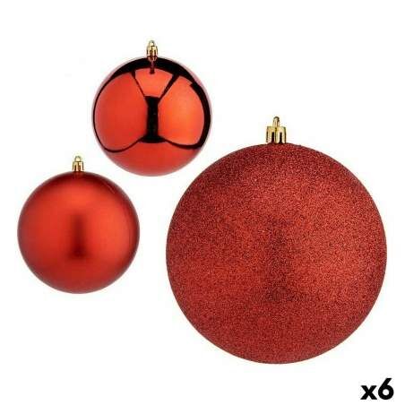 Set di palline di Natale Rosso Plastica Ø 12 cm (6 Unità)