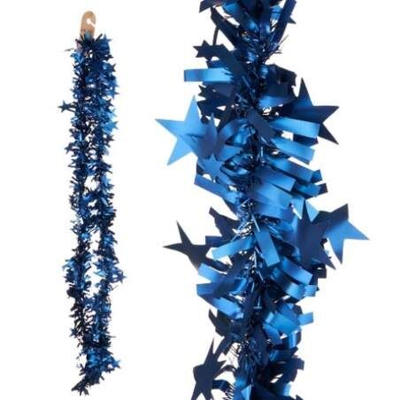 Ghirlanda di Natale Tinsel Stelle Azzurro 9 x 9 x 200 cm (36 Unità)