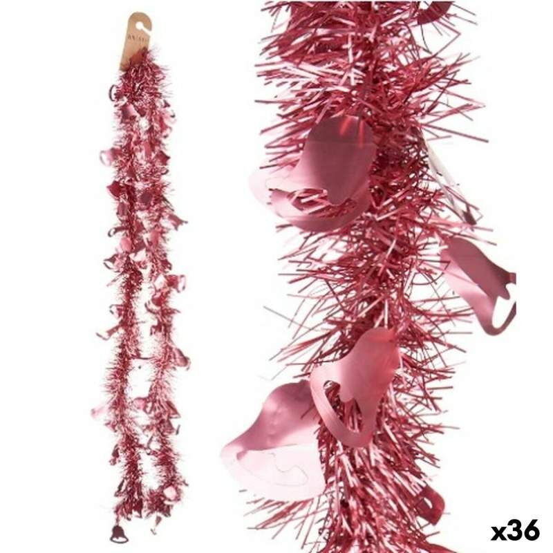 Christmas garland Tinsel Hoods Pink Plastic 12 x 12 x 200 cm (36 Units)