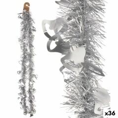 Christmas garland Tinsel Hoods Silver Plastic 12 x 12 x 200 cm (36 Units)