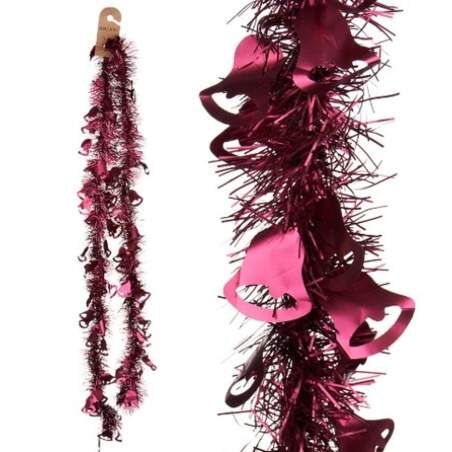 Christmas garland Tinsel Hoods Fuchsia Plastic 12 x 12 x 200 cm (36 Units)