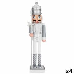 Decorative Figure Nutcracker White Silver Plastic 13,2 x 59,5 x 11,5 cm (4 Units)