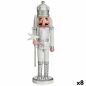 Decorative Figure Nutcracker White Silver Plastic 12,5 x 40 x 9 cm (8 Units)