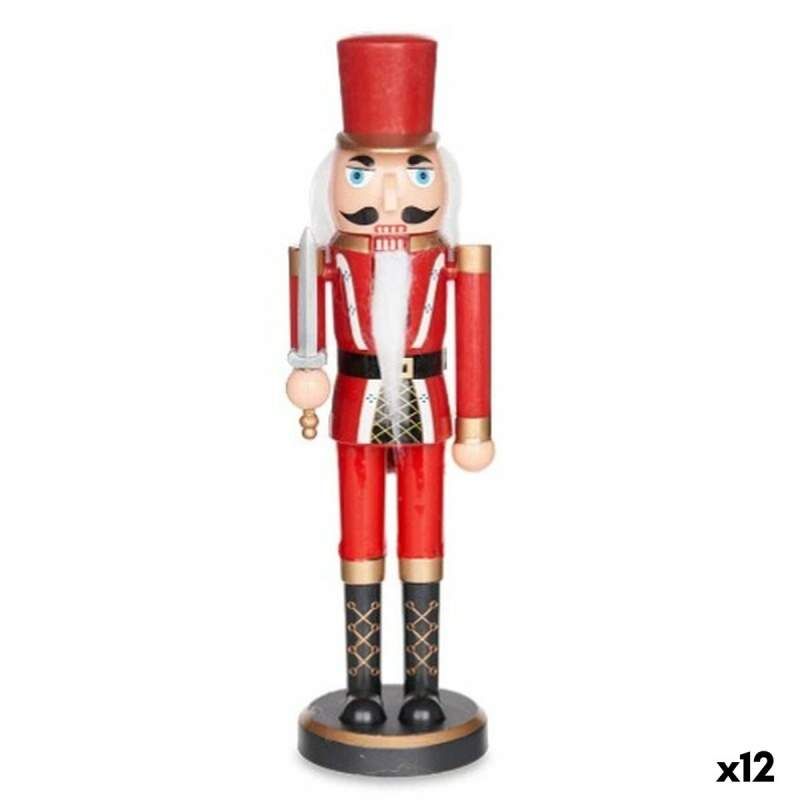 Decorative Figure Nutcracker Black Red Plastic 7,5 x 28 x 7,5 cm (12 Units)