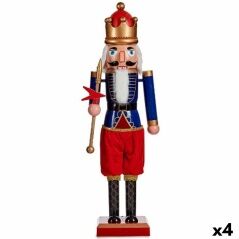 Decorative Figure Nutcracker Blue Red Plastic 16,5 x 60 x 13,5 cm (4 Units)