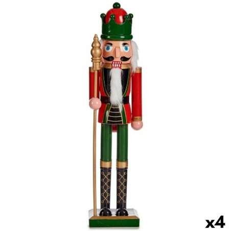 Decorative Figure Nutcracker Red Green Plastic 13,2 x 59,5 x 11,5 cm (4 Units)