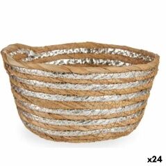 Decorative basket Silver Natural 20 x 10 x 20 cm (24 Units)