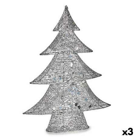 Decorative Figure Christmas Tree Metal Silver 12 x 59,5 x 48,5 cm (3 Units)