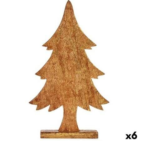 Decorative Figure Christmas Tree Golden Wood 5,1 x 49,5 x 25,5 cm (6 Units)