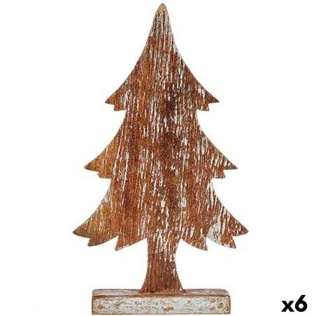 Statua Decorativa Albero di Natale Argentato Legno 5 x 39 x 21 cm (6 Unità)